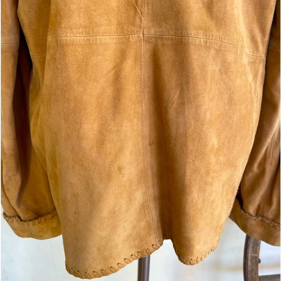 RALPH LAUREN Suede Whip Stitch Leather Western Jacket Silver Turquoise Buttons M - Picture 9 of 15